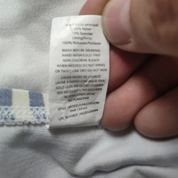 Striped Blue and White Tankini Top - Picture 5 of 7